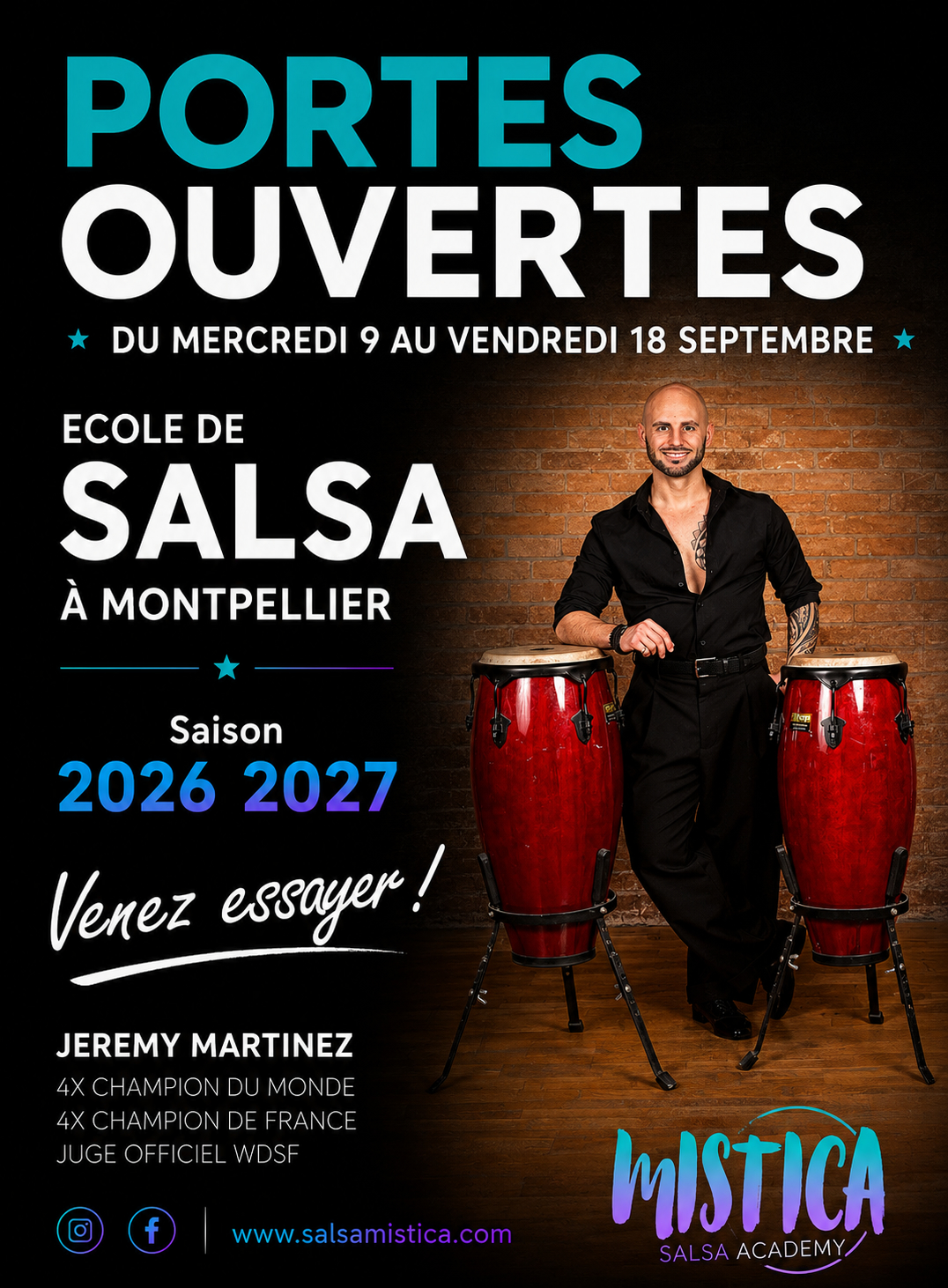 Portes Ouvertes Salsa à Montpellier : Cours d&rsquo;essai gratuits du 9 au 18 septembre 2026 à MISTICA Salsa Academy